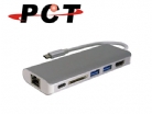 【PCT】USB-C 轉 USB3.0+HDMI+RJ45+SD讀卡機+PD擴充座(PK162)