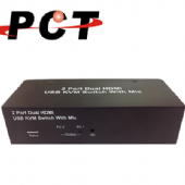 【PCT】2 埠雙螢幕 USB KVM 多電腦切換器含麥克風輸入(MUC224)