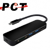 【PCT】USB-C 轉 USB3.0x2 Hub+HDMI+SD & Micro SD Card Reader+USB PD(PK106)