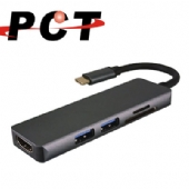 【PCT】USB-C 轉 HDMI / USB3.0 x 2 / SD&Micro SD讀卡機 3合1擴充座(PK107)