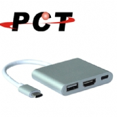 【PCT】USB Type-C 轉 HDMI/ USB 3.0 轉接器(含USB-C電源輸入)(UHC303)