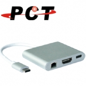 USB type-C 轉 HDMI/ USB 3.0/ RJ45/ USB-C(資料傳輸 & 充電)轉接線(UHC304)