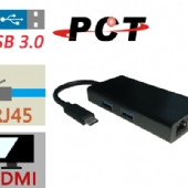 【PCT】USB-C 轉 HDMI / RJ45 / USB3.0 轉換器(UHR304)