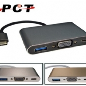 【PCT】USB Type-C 轉 VGA/ USB 3.0/USB PD 轉接器(UVC303E-PE)